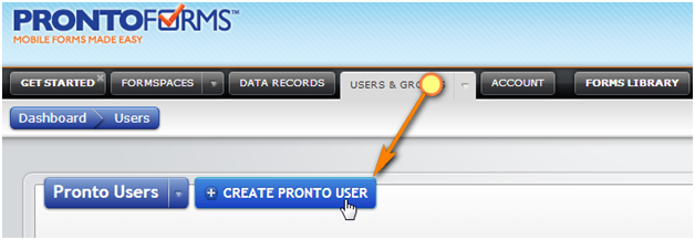 ProntoForms Web Portal create pronto user