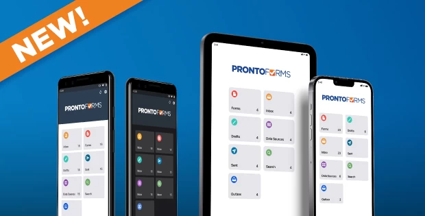 Screenshots Of The New Home Screens On The ProntoForms Apps For iOS and Android